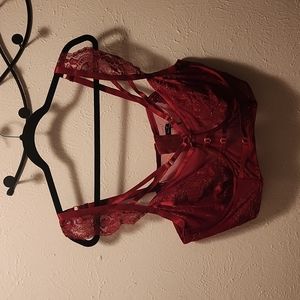 Deep Red and Gold Lace Torrid Bra